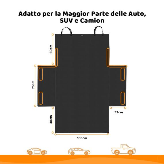 KYG Abdeckplane für Kofferraum Auto Futter für Haustiere copribaule Wasserdicht Sitzbezug Universal hinten mit Seitenschutz Abdeckung Robuste Mehrzweck-Matte Schwarz
