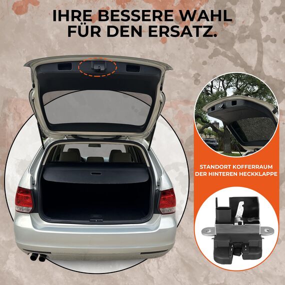 GEAREVER Heckklappenschloss Türschloss Verriegelung Kofferraumschloss für VW GOLF 5 6 GTI Passat NEW POLO TIGUAN Seat Leon ALTEA IBIZA Skoda 6RD827505A 5ND827505 5KD827505