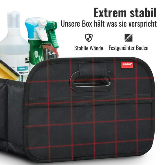 achilles Auto Kofferraum Organizer – Kofferraumtasche faltbar und viel Stauraum – Geräumige & Pflegeleichte Faltbox – Auto Zubehör Innenraum Organizer – Stabiler Boden & Tragegriff