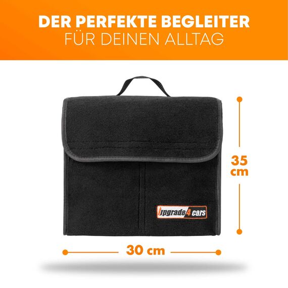 Upgrade4cars 2 x Auto Kofferraumtasche aus Filz | Kfz Kofferraum Organizer für Werkzeug & Autopflege | Kleine Filz-Tasche mit optionaler Klett Fixierung