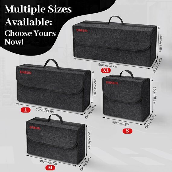 Einesin Auto Organizer Toolbag, Kofferraum Organizer aus Filz mit Klett Fixierung, Auto Zubehör für Werkzeug & Autopflege, Auto Organizer Kofferraum, Kofferraumtasche (40 * 15 * 25CM-2PCS)
