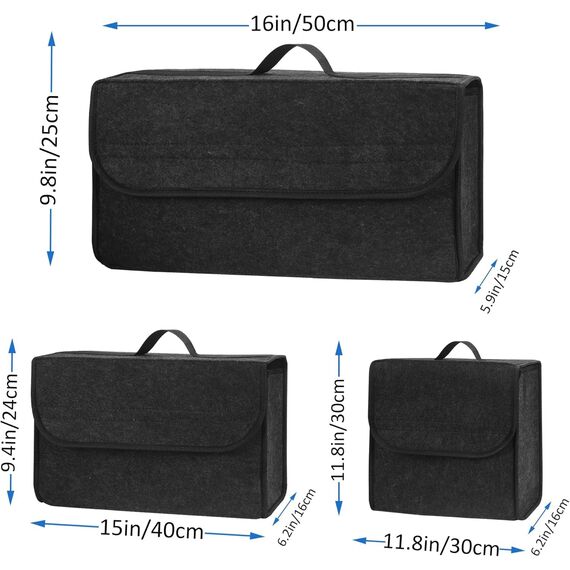 Einesin Upgraded Kofferraumtasche Toolbag mit verstärkten Seitenwänden, Nadelfilz Kofferraum-Organizer, Autotasche, Aufbewahrungstasche, Kofferraum-Toolbag (30 * 15 * 30CM-2PCS-Upgraded)