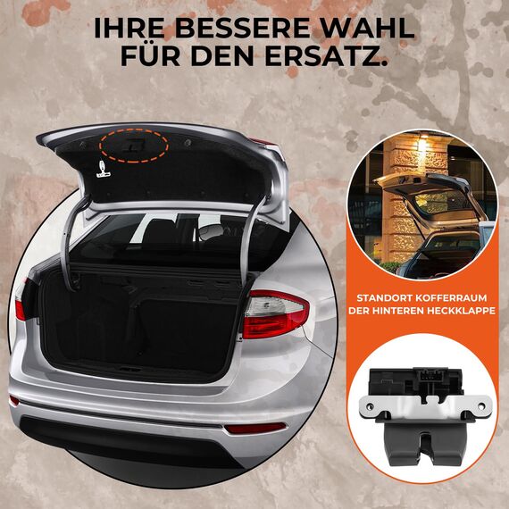 GEAREVER Heckklappenschloss Kofferraum Türschloss Verriegelung kofferraumschloss für Ford Fiesta MK6 2008-2017 B-Max 2012-2017 1761865 8A61A442A66BE DK5162310D, 1 Stück