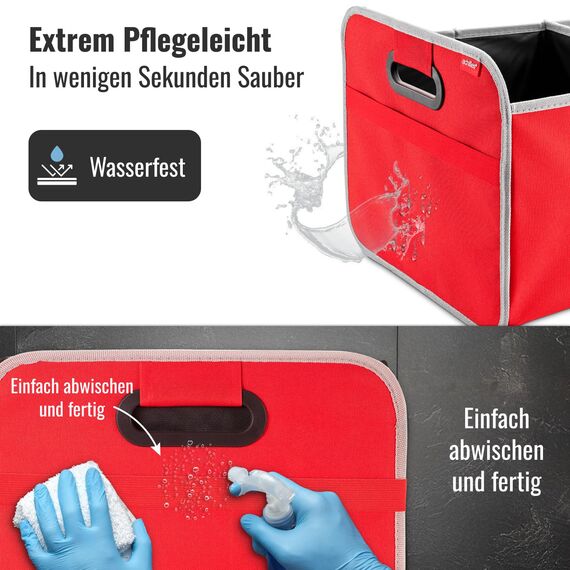 achilles Auto Kofferraum Organizer XL – Kofferraumtasche XL mit viel Stauraum – Geräumige & Pflegeleichte Faltbox – Auto Zubehör Innenraum Organizer – Stabiler Boden & Tragegriff – Rot
