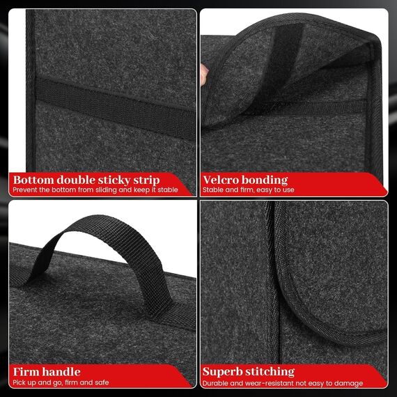 Einesin Upgraded Kofferraumtasche Toolbag mit verstärkten Seitenwänden, Nadelfilz Kofferraum-Organizer, Autotasche, Aufbewahrungstasche, Kofferraum-Toolbag (30 * 15 * 30CM-2PCS-Upgraded)