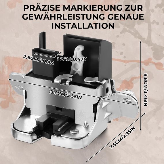 GEAREVER Heckklappenschloss Kofferraumschloss Türschloss Verriegelung für VW Sharan Touareg, für Seat Alhambra 7P0827505E, 7P0827505G, 7P0827505L, 7P0827505N