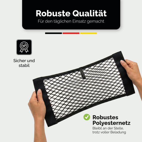 Vicera Kofferraum Netztasche Auto mit Klett • Kofferraumnetz zum Aufbewahren & Verstauen • Kofferraum Netztasche Klett 60x25 cm 2er Set • Aufbewahrungsnetz Auto