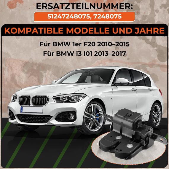 GEAREVER Heckklappenschloss Kofferraum Türschloss Verriegelung für BMW 1er F20 F21 I3 51247248075 7248075