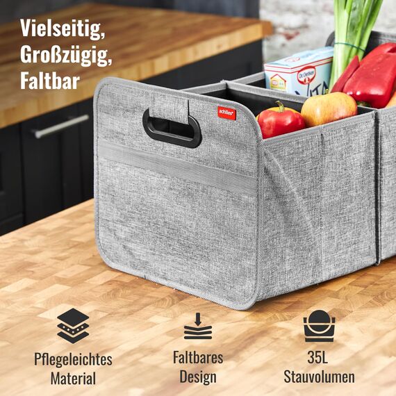 achilles Auto Kofferraum Organizer XL – Kofferraumtasche XL mit viel Stauraum – Geräumige & Pflegeleichte Faltbox – Auto Zubehör Innenraum Organizer – Stabiler Boden & Tragegriff – Grau