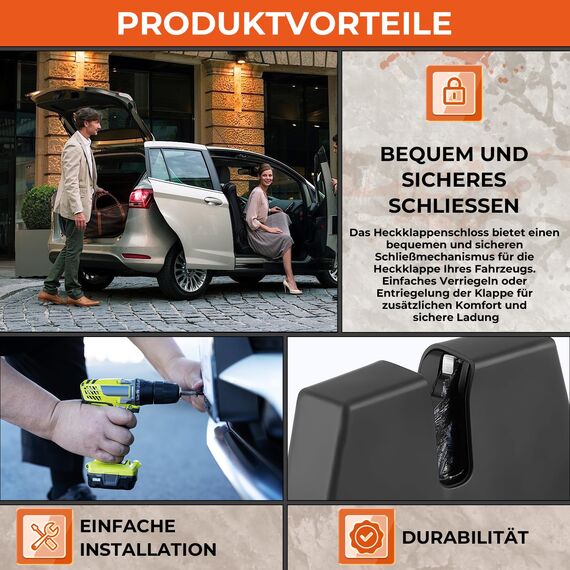 GEAREVER Heckklappenschloss Kofferraum Türschloss Verriegelung kofferraumschloss für Ford Fiesta MK6 2008-2017 B-Max 2012-2017 1761865 8A61A442A66BE DK5162310D, 1 Stück