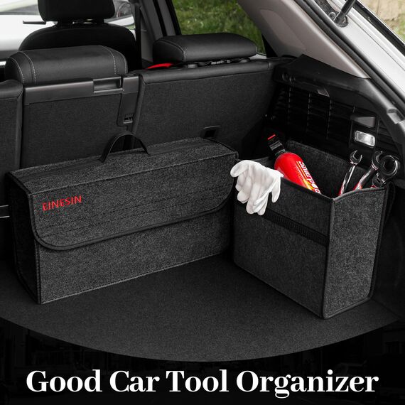 Einesin Auto Organizer Toolbag, Kofferraum Organizer aus Filz mit Klett Fixierung, Auto Zubehör für Werkzeug & Autopflege, Auto Organizer Kofferraum, Kofferraumtasche (30 * 15 * 30CM-1PC)