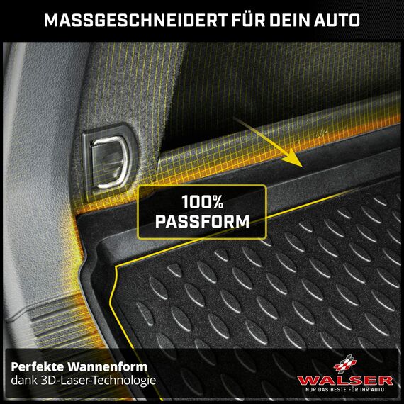 WALSER XTR Kofferraumwanne für VW Golf Sportsvan Schrägheck (AM1, AN1) 2014-2020, 100% passgenaue Antirutschmatte Auto, Gummimatte Auto, Kofferraum Schutzmatte, Auto Gummimatten