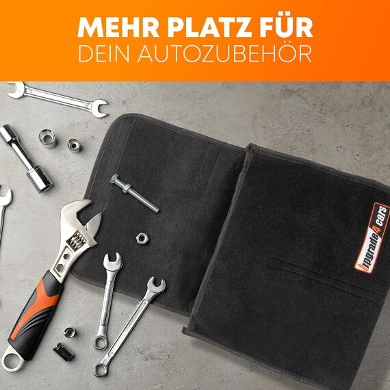 Upgrade4cars 2 x Auto Kofferraumtasche aus Filz | Kfz Kofferraum Organizer für Werkzeug & Autopflege | Kleine Filz-Tasche mit optionaler Klett Fixierung