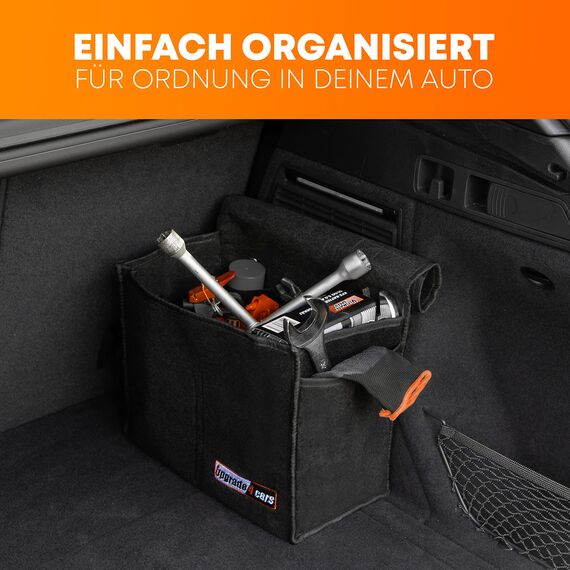 Upgrade4cars 2 x Auto Kofferraumtasche aus Filz | Kfz Kofferraum Organizer für Werkzeug & Autopflege | Kleine Filz-Tasche mit optionaler Klett Fixierung