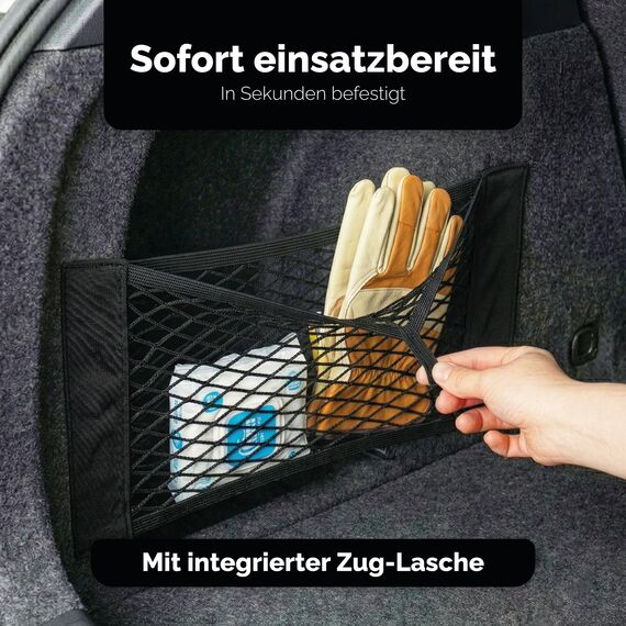 Vicera Kofferraum Netztasche Auto mit Klett • Kofferraumnetz zum Aufbewahren & Verstauen • Kofferraum Netztasche Klett 60x25 cm 2er Set • Aufbewahrungsnetz Auto