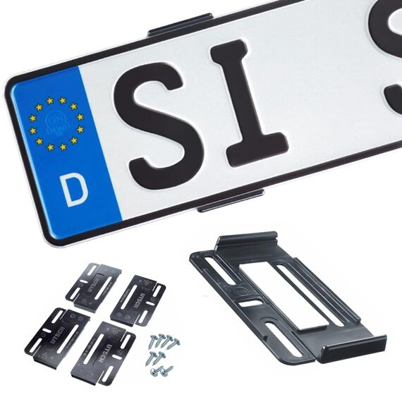 Simple FIX Kennzeichenhalter Rahmenlos für Zwei DE Auto Nummernschilder STVZO