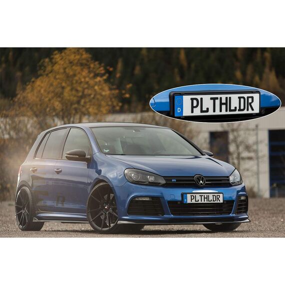 PLATEHOLDER® ORIGINAL - rahmenlose universal Kennzeichenhalter Nummernschildhalter - unsichtbar und wetterfest - Nummernschildhalterung für jedes Auto mit Straßenzulassung Tüv