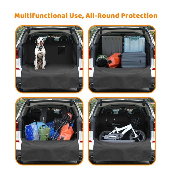 KYG Universal Kofferraumschutz mit Seitenschutz 185 * 115 * 48cm Universal Hundedecke XL Wasserdicht, rutschfest, Kratzfest, Kofferraumdecke für Auto, Kombi, Van & SUV, Schwarz