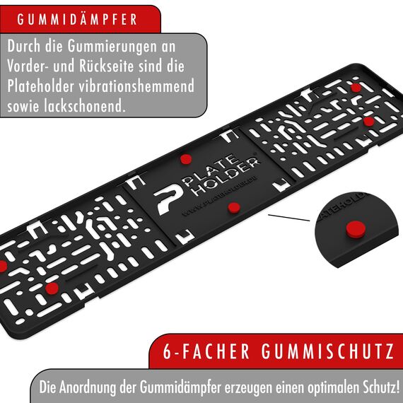 PLATEHOLDER® rahmenlose Kennzeichenhalter Premium | Nummernschildhalterung Auto | Nummernschildhalter | Kennzeichenhalterung für Kfz Kennzeichen | Halterung Autokennzeichen 520x112mm