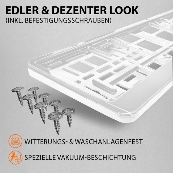 Kennzeichenhalter Nummernschildhalterung Auto Weiß Hochglanz universell 520x110mm inkl. 8 Schrauben Kennzeichenhalterung Nummernschildhalter pkw 2 Stück