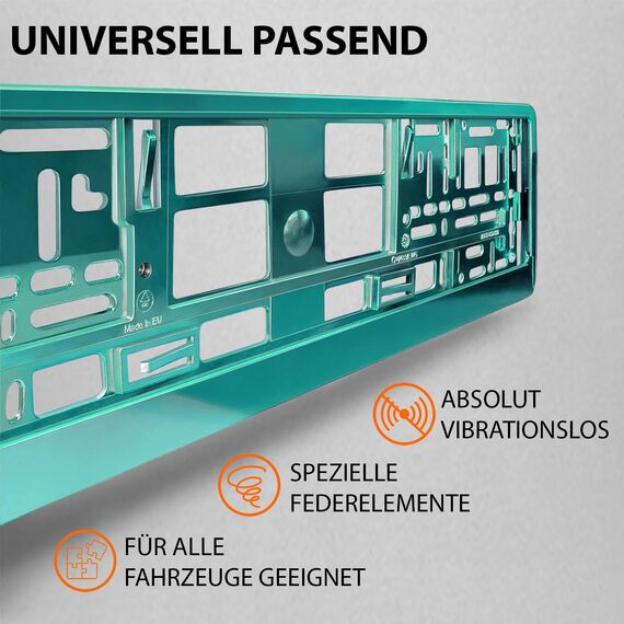 Kennzeichenhalter Nummernschildhalterung Auto Türkis Chrom universell 520x110mm inkl. 8 Schrauben Kennzeichenhalterung Nummernschildhalter pkw 2 Stück