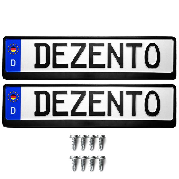 DEZENTOFIX® Kennzeichenhalter - Einfache Montage & Fester Halt - Nummernschildhalterung Auto - Kennzeichenhalterung - Kennzeichenhalter Rahmenlos - Universal Passform (520mm) - Mit Leiste