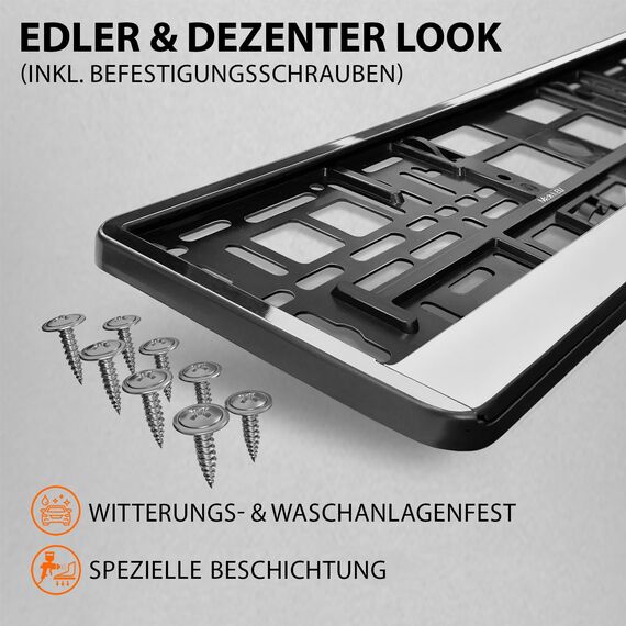 Kennzeichenhalter 520x110mm Nummernschildhalterung Auto universell inkl. 8 Schrauben Kennzeichenhalterung Nummernschildhalter 2 Stück Chrom-Optik