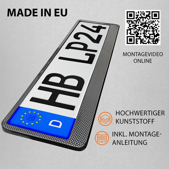 Kennzeichenhalter 520x110mm Nummernschildhalterung Auto universell inkl. 8 Schrauben Kennzeichenhalterung Nummernschildhalter 2 Stück Carbon-Optik
