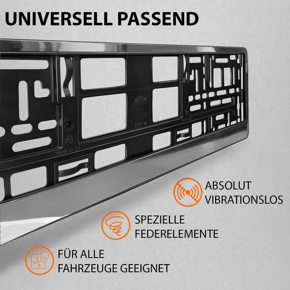 Kennzeichenhalter 520x110mm Nummernschildhalterung Auto universell inkl. 8 Schrauben Kennzeichenhalterung Nummernschildhalter 2 Stück Chrom-Optik