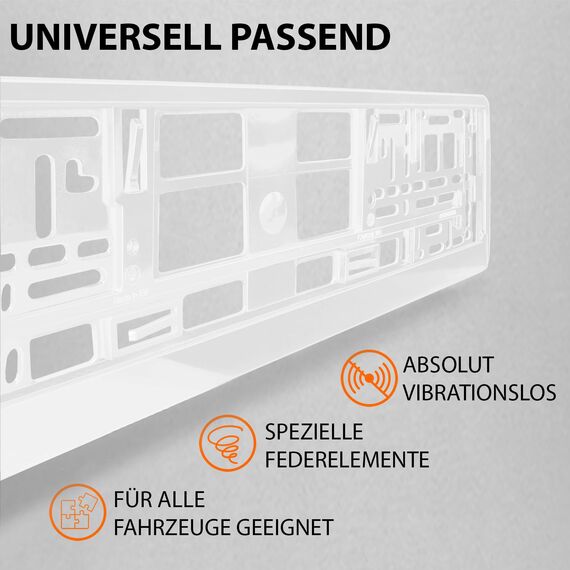 Kennzeichenhalter Nummernschildhalterung Auto Weiß Hochglanz universell 520x110mm inkl. 8 Schrauben Kennzeichenhalterung Nummernschildhalter pkw 2 Stück