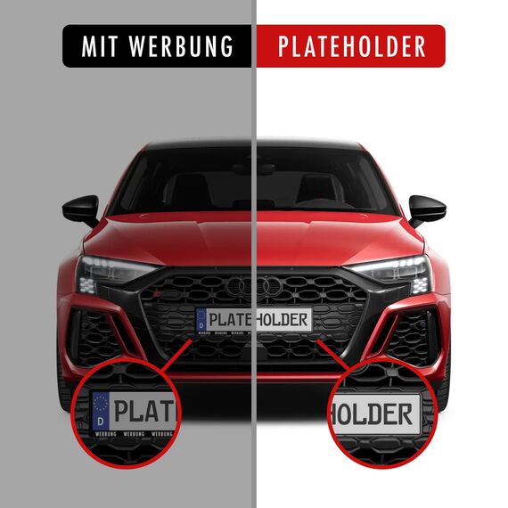PLATEHOLDER® rahmenlose Kennzeichenhalter Premium | Nummernschildhalterung Auto | Nummernschildhalter | Kennzeichenhalterung für Kfz Kennzeichen | Halterung Autokennzeichen 520x112mm