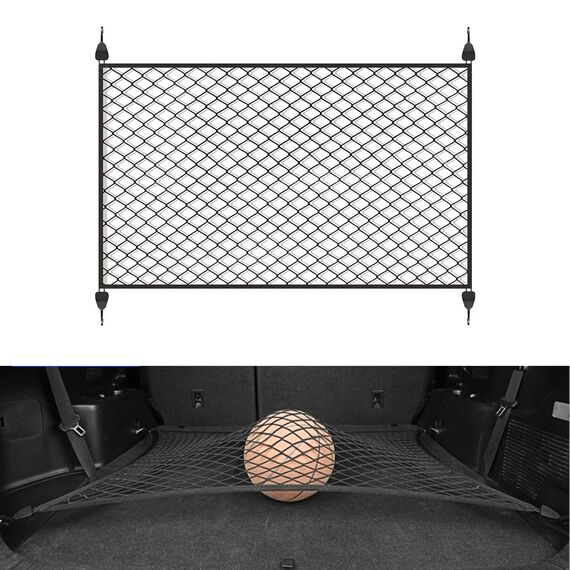 OMJMYY Kofferraumnetz Gepäcknetz Auto 60x40cm Erstreckt Sich auf 120x80cm Aufbewahrung Netz für Kofferraum Autodach mit 4 ABS Haken für die Meisten Autos