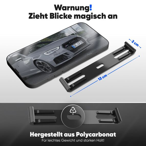 KLETTMAX® ORIGINAL - Rahmenlose Clip Kennzeichenhalter - Nummernschildhalter - unsichtbar und wetterfest - Nummernschildhalterung für jedes KFZ - Nur für Deutschland! (Schwarz für 3D Kennezichen)