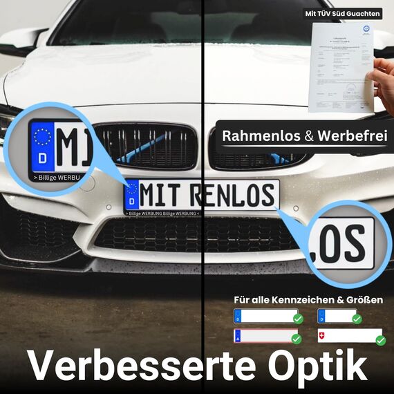 IVALITY® Magnet Kennzeichenhalter Rahmenlos für 2 Kennzeichen | Magnetische Nummernschildhalterung Auto | Kennzeichenhalterung Nummernschildhalter | Österreich Wechselkennzeichen