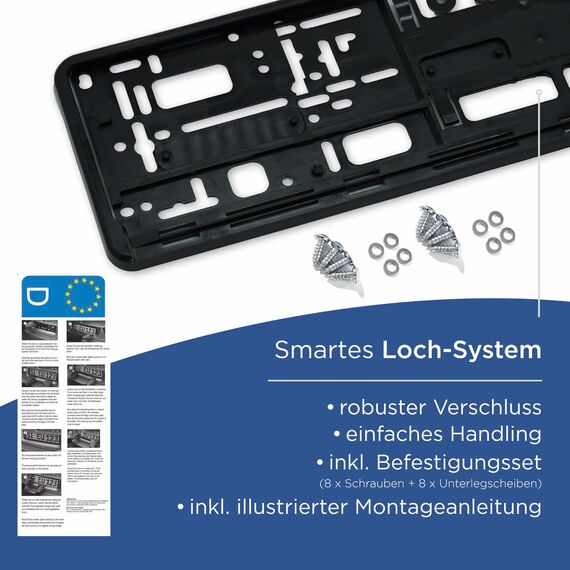 VZL Kennzeichenhalter für Autos | Nummernschildhalterung Auto | 2X Kennzeichenhalterung | Nummernschildhalter | Alternative zu Kennzeichenhalter Rahmenlos (Kennzeichenhalter mit Befestigungskit)