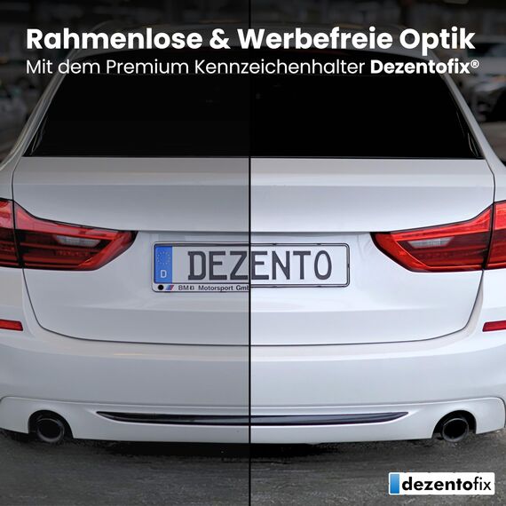 DEZENTOFIX® 2X Kennzeichenhalter - Einfache Montage & Sicherer Halt - Kennzeichenhalter Rahmenlos - Nummernschildhalterung Auto - Kennzeichenhalterung - Nummernschildhalter - Universal Passform 520mm