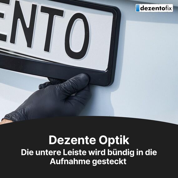 DEZENTOFIX® Kennzeichenhalter - Einfache Montage & Fester Halt - Nummernschildhalterung Auto - Kennzeichenhalterung - Kennzeichenhalter Rahmenlos - Universal Passform (520mm) - Mit Leiste