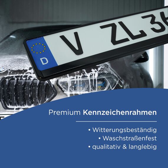 VZL Kennzeichenhalter für Autos | Nummernschildhalterung Auto | 2X Kennzeichenhalterung | Nummernschildhalter | Alternative zu Kennzeichenhalter Rahmenlos (Kennzeichenhalter mit Befestigungskit)