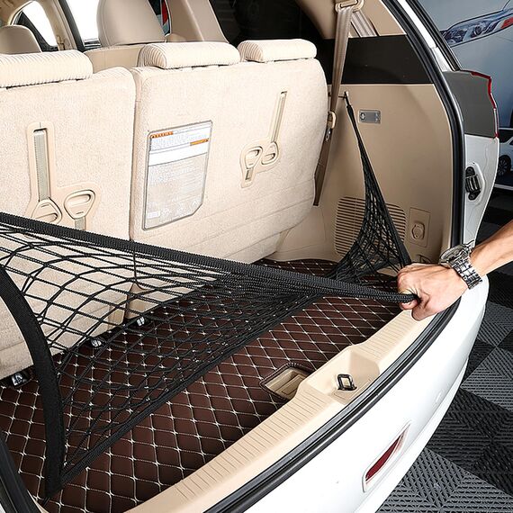 OMJMYY Kofferraumnetz Gepäcknetz Auto 60x40cm Erstreckt Sich auf 120x80cm Aufbewahrung Netz für Kofferraum Autodach mit 4 ABS Haken für die Meisten Autos