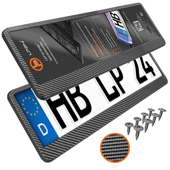 Kennzeichenhalter 520x110mm Nummernschildhalterung Auto universell inkl. 8 Schrauben Kennzeichenhalterung Nummernschildhalter 2 Stück Refreshed 2024 Carbon-Optik