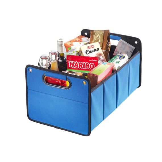 CB Präsentwerbung GmbH Kofferraumtasche aus Polyester mit stabilem Boden (blau - neutral) - Klappbox Kofferraumbox Faltbox Organizer Autobox Tasche Auto Kofferraum Zubehör
