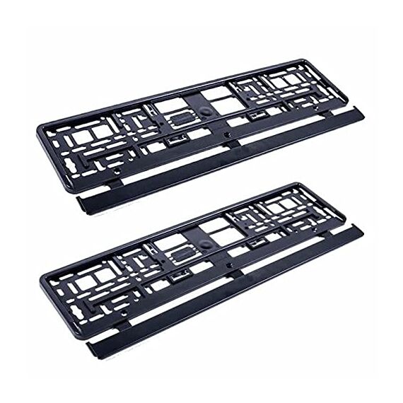 2X EU Kennzeichenhalter Nummernschildhalter Halterung PKW KFZ Schwarz
