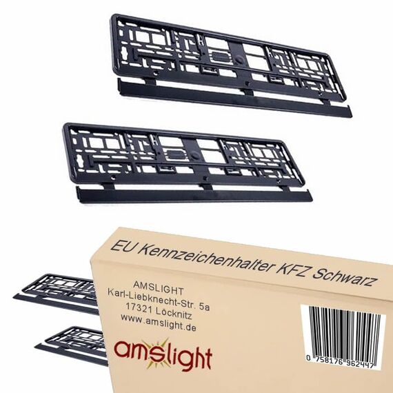 2X EU Kennzeichenhalter Nummernschildhalter Halterung PKW KFZ Schwarz