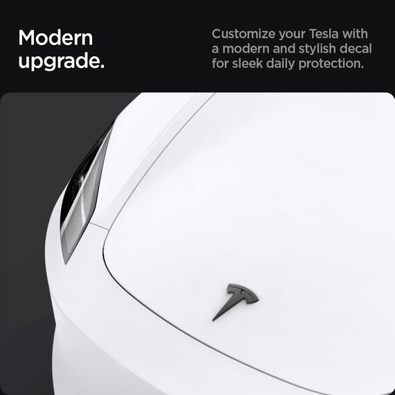Spigen Tesla Model 3 Highland (~2026) Vorderes Emblem Logo Aufkleber, Perfekte Anpassung und Abdeckung, Einfache Installation, Kompatibel mit Tesla Model 3 Highland 2026 Zubehör - Schwarz