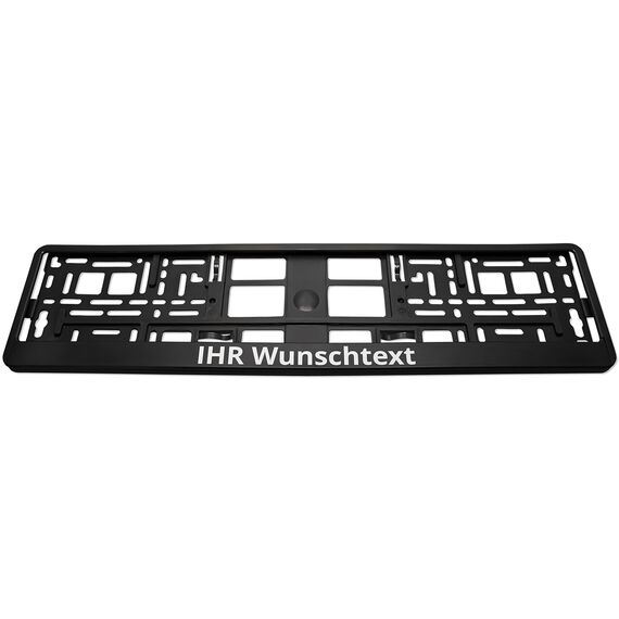KENNZEICHENHALTER semi matt schwarz mit individuellem WUNSCHTEXT direkt Bedruckt - Keine Folie – 2er-Set Kennzeichenhalter mit Wunschtext