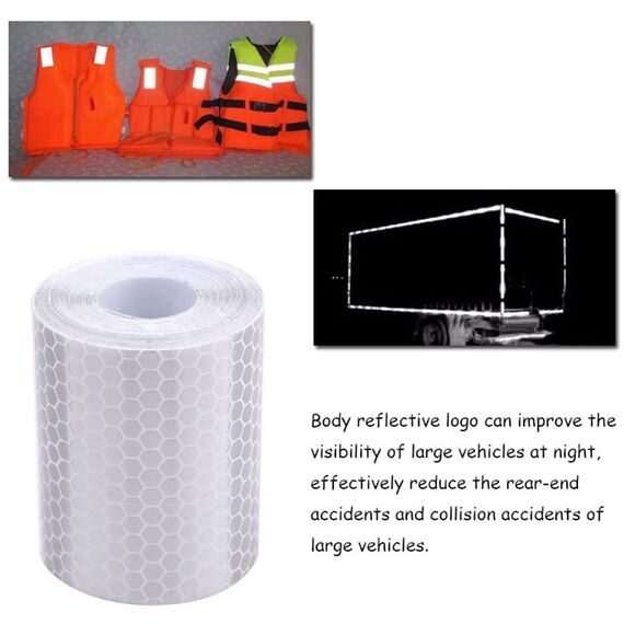 GIZGA Reflektorband 3 Rolle 5cm x 300cm Klebeband für Sicherheit Warnklebeband Sicherheit Markierung Band (Weiß)
