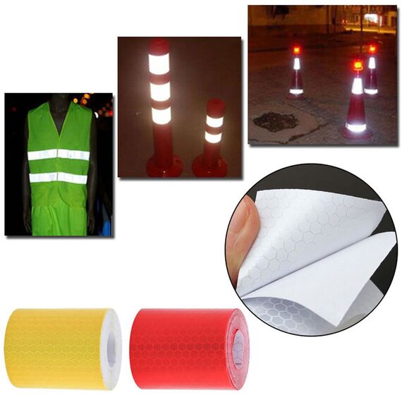 GIZGA Reflektorband 3 Rolle 5cm x 300cm Klebeband für Sicherheit Warnklebeband Sicherheit Markierung Band (Weiß)