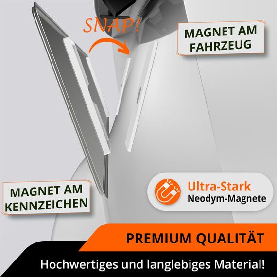 GENMAG® 2X Magnet Kennzeichenhalter Rahmenlos [Extra-Stark & Universal] Rahmenlose Kennzeichenhalter Magnete für Deutschland & Österreich | Magnetische Wechselkennzeichenhalter | Kennzeichen Magnet