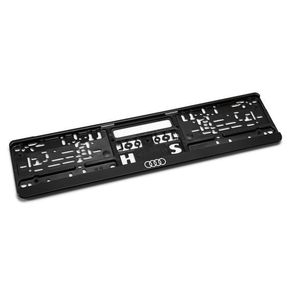 Audi 3292100100 Kennzeichenhalter Ringe Logo Kennzeichenträger, schwarz