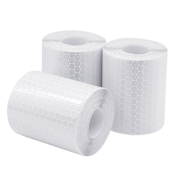 GIZGA Reflektorband 3 Rolle 5cm x 300cm Klebeband für Sicherheit Warnklebeband Sicherheit Markierung Band (Weiß)